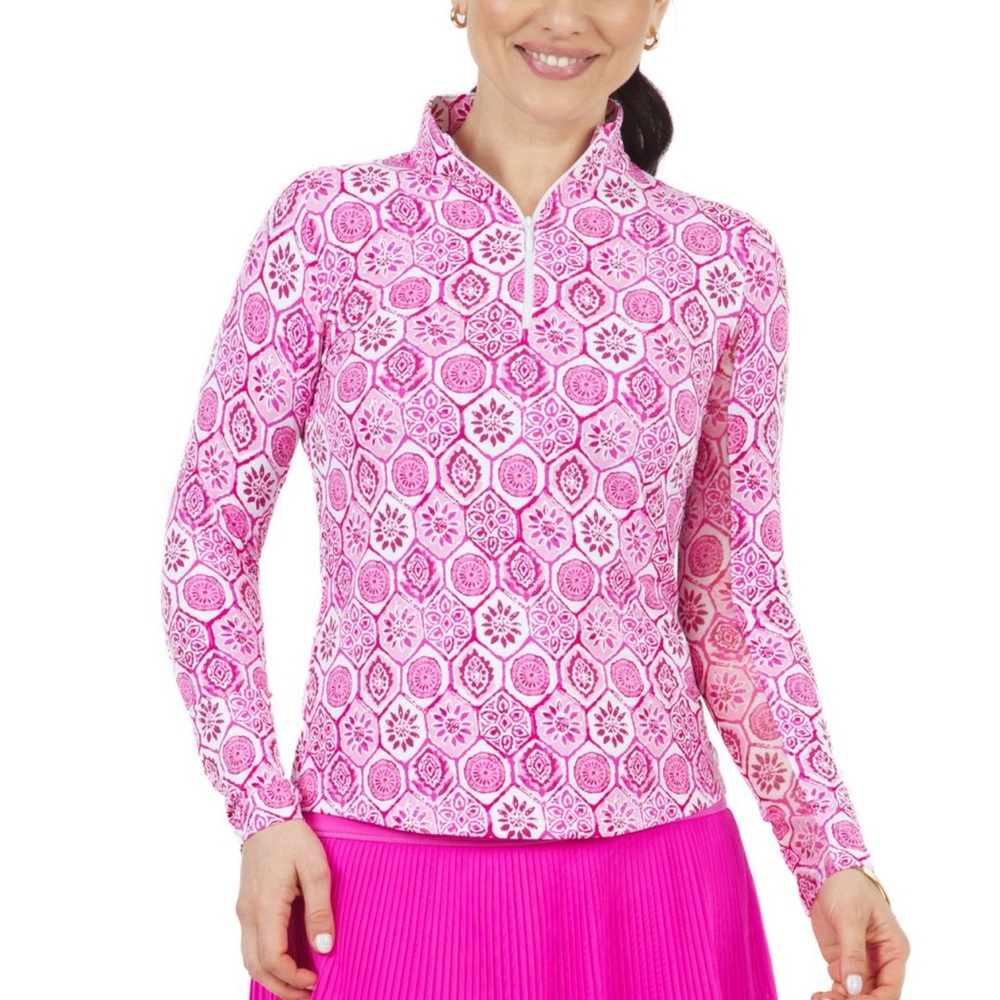 IBKUL Terra Pink Long Sleeve Mock Neck Top